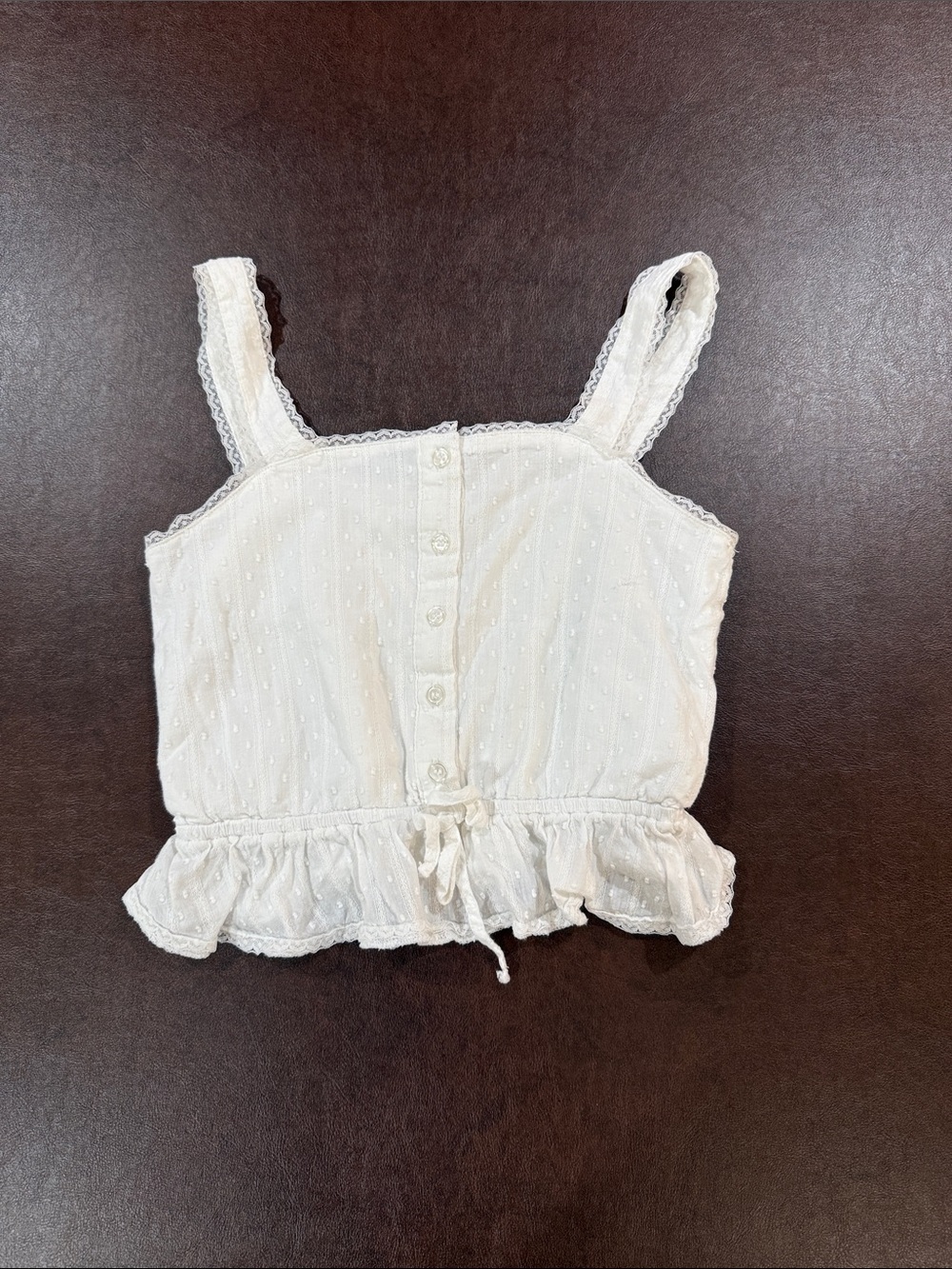 XS Women’s White Eyelet Button-Front cotton Tank Top Fairy-core